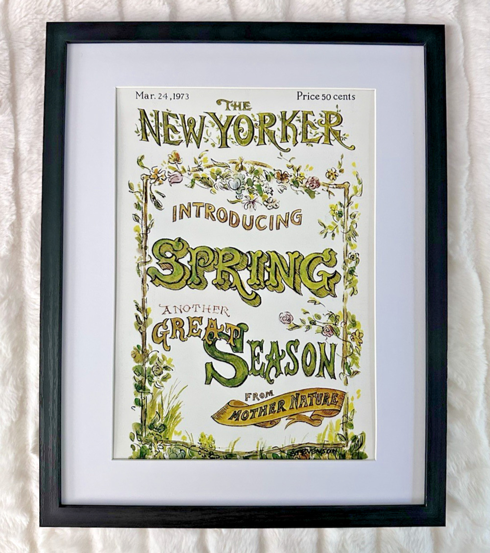 Framed 1973 The New Yorker March 24 Cover Spring Season J. Stevenson